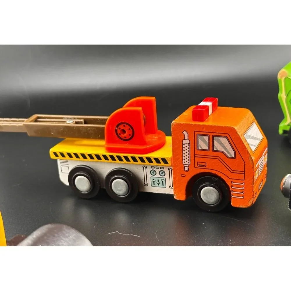 Wooden Madison Joseph Battat Construction Vehicles Police Trucks Vintage- READ‎